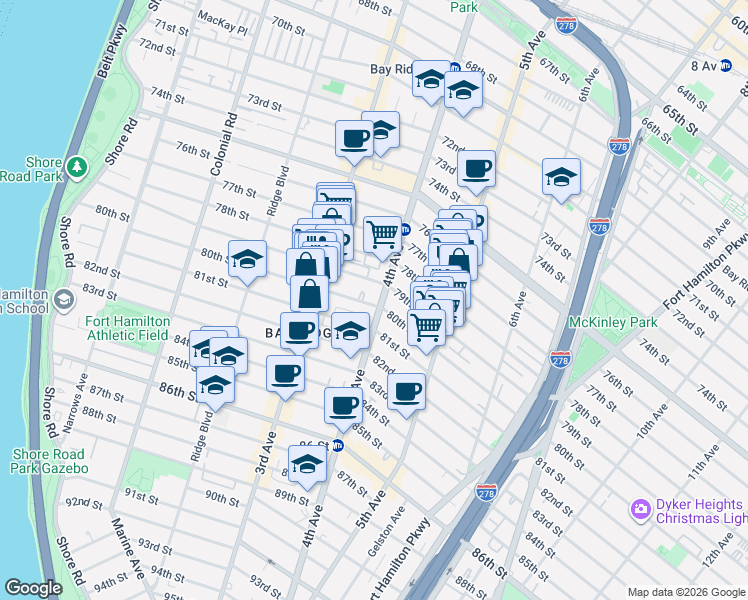 map of restaurants, bars, coffee shops, grocery stores, and more near in Brooklyn