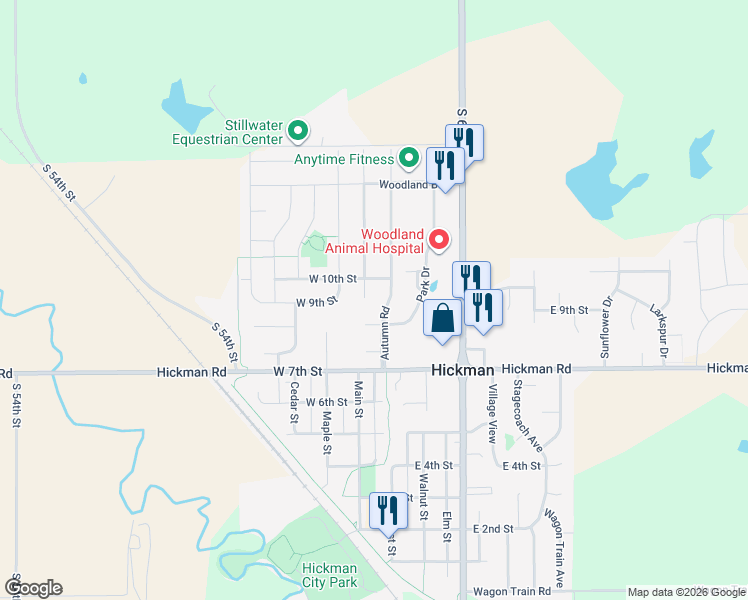 map of restaurants, bars, coffee shops, grocery stores, and more near 904 Ridge Road Place in Hickman