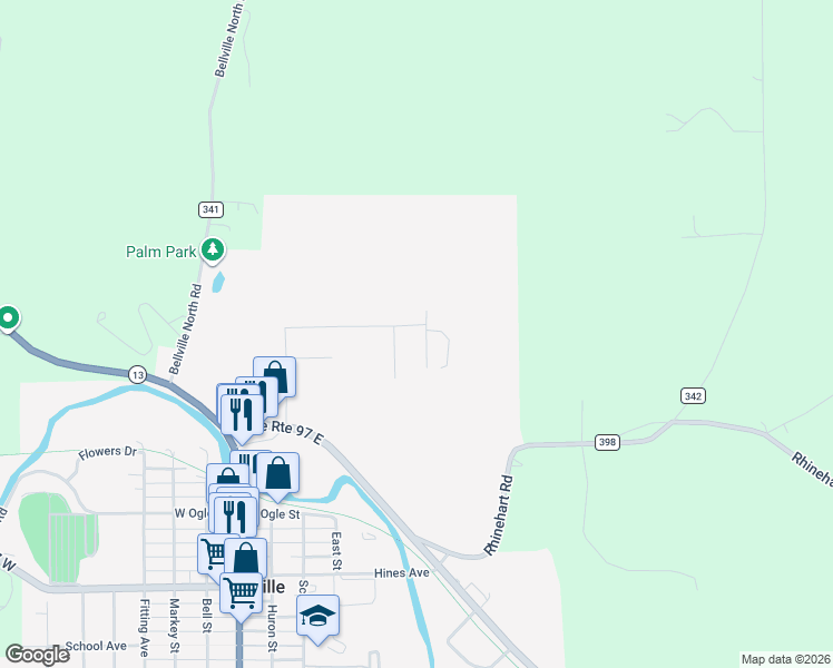 map of restaurants, bars, coffee shops, grocery stores, and more near 119 Yorkshire Road in Bellville
