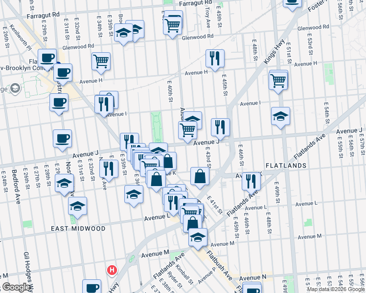 map of restaurants, bars, coffee shops, grocery stores, and more near in Brooklyn