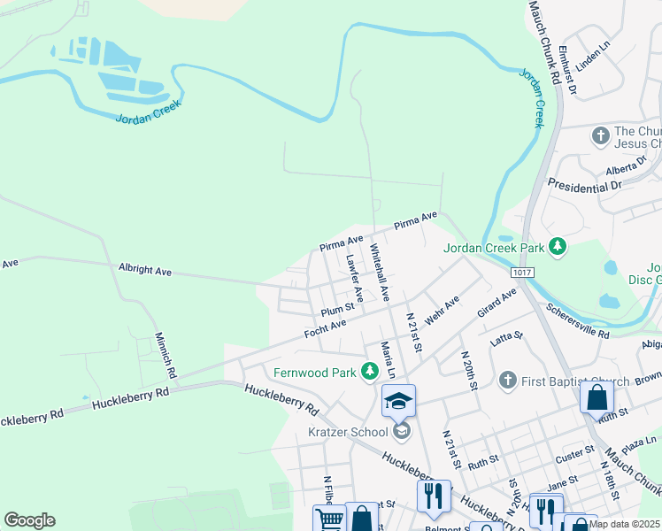 map of restaurants, bars, coffee shops, grocery stores, and more near 2071 Greenawalds Avenue in Allentown