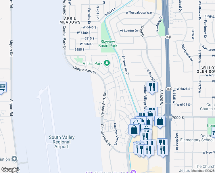 map of restaurants, bars, coffee shops, grocery stores, and more near 3963 Spencer Crest Lane in West Jordan