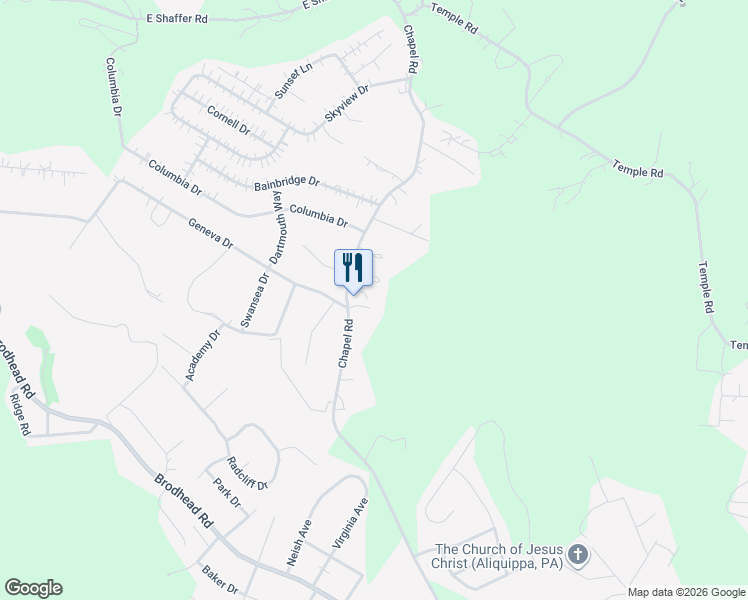 map of restaurants, bars, coffee shops, grocery stores, and more near 410 Chapel Road in Aliquippa