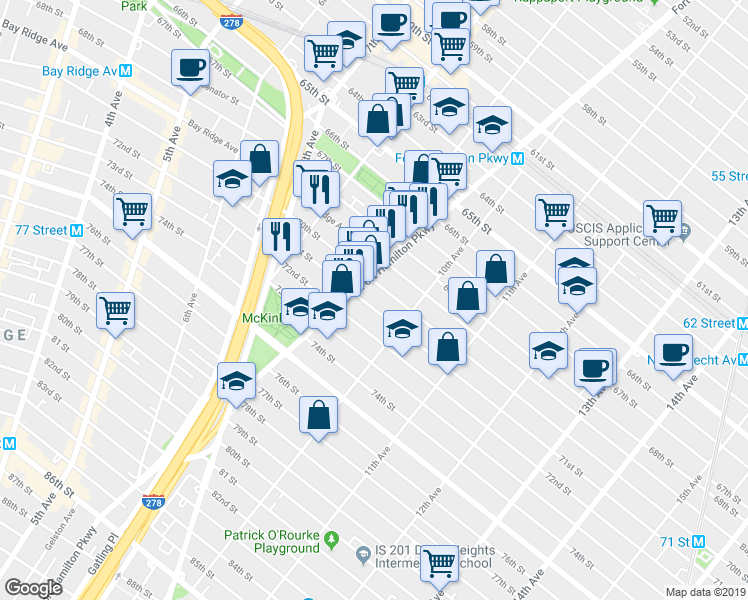 map of restaurants, bars, coffee shops, grocery stores, and more near in Brooklyn