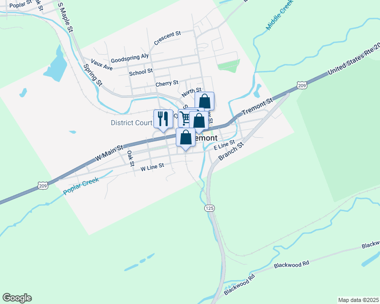 map of restaurants, bars, coffee shops, grocery stores, and more near 39 South Crescent Street in Tremont