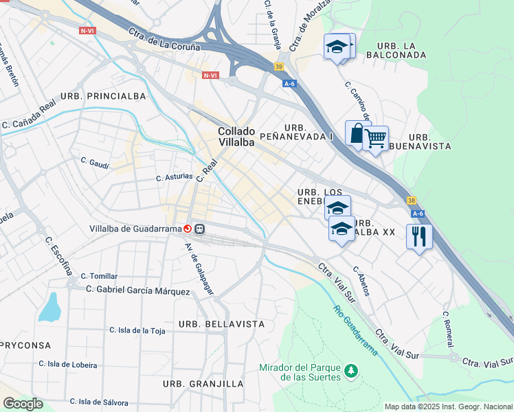 map of restaurants, bars, coffee shops, grocery stores, and more near 6 Calle Virgen del Pilar in Collado Villalba