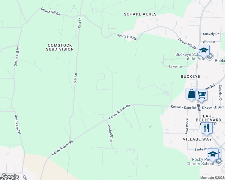 map of restaurants, bars, coffee shops, grocery stores, and more near 11700 Nash Road in Redding