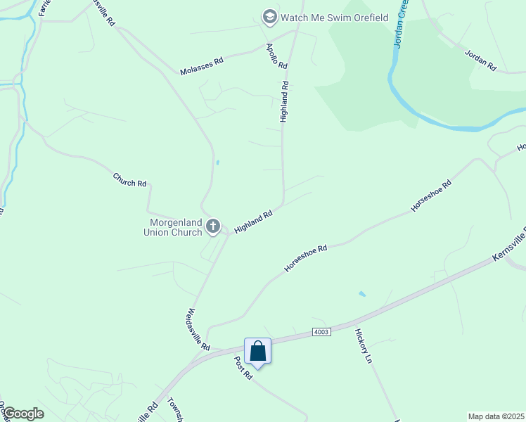 map of restaurants, bars, coffee shops, grocery stores, and more near 3172 Highland Road in Lehigh County
