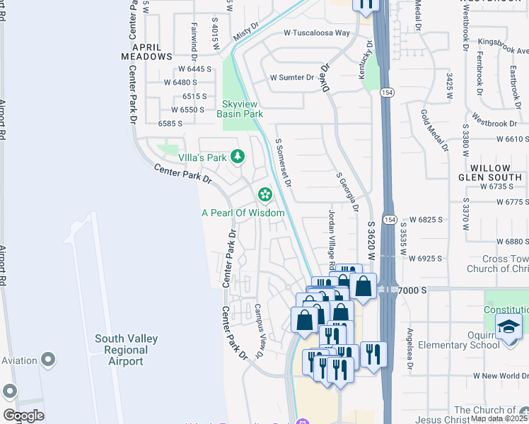 map of restaurants, bars, coffee shops, grocery stores, and more near 6792 Harbonne Lane in West Jordan