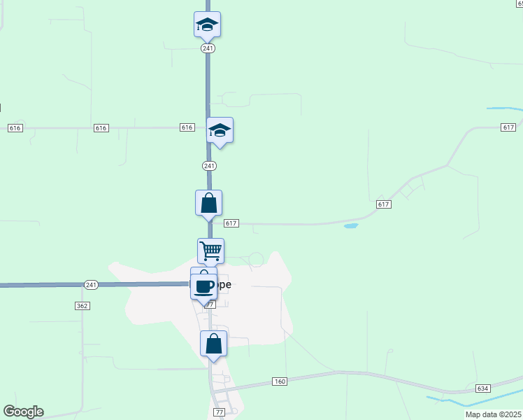 map of restaurants, bars, coffee shops, grocery stores, and more near 4460 Township Road 617 in Millersburg