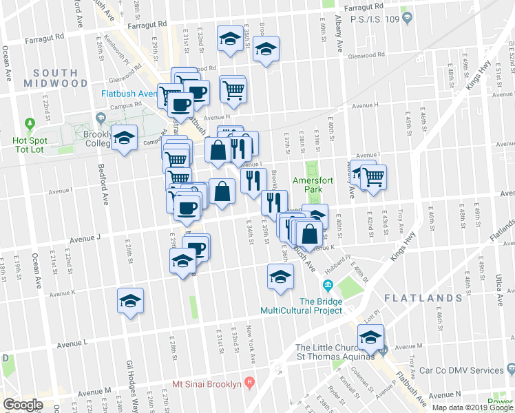 map of restaurants, bars, coffee shops, grocery stores, and more near in Brooklyn