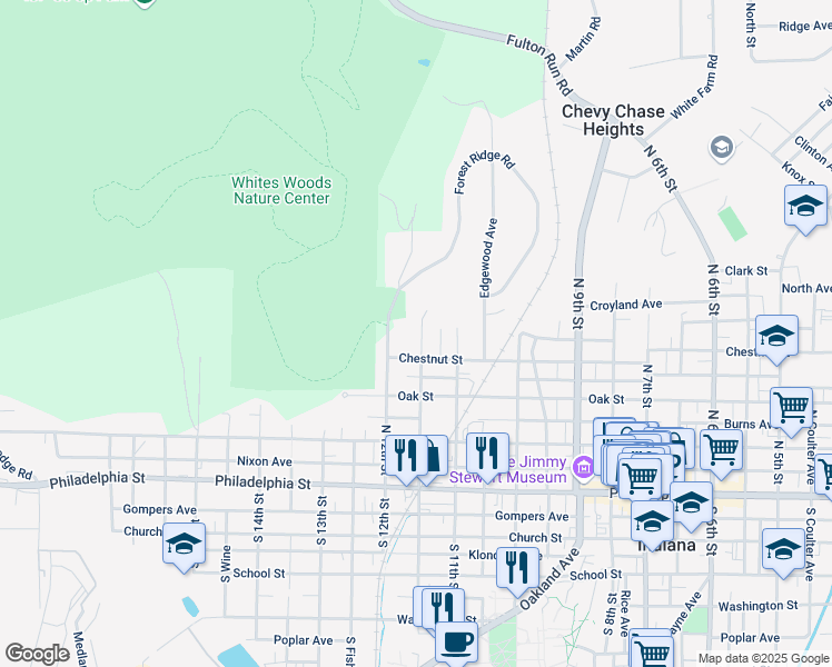 map of restaurants, bars, coffee shops, grocery stores, and more near 312 North Station Avenue in Indiana