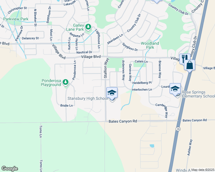 map of restaurants, bars, coffee shops, grocery stores, and more near 5419 Heather Way in Stansbury Park