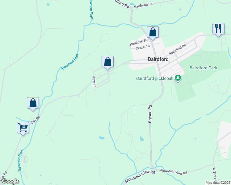 map of restaurants, bars, coffee shops, grocery stores, and more near 151 Spruce Lane in Gibsonia