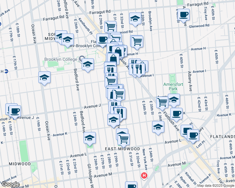 map of restaurants, bars, coffee shops, grocery stores, and more near in Brooklyn