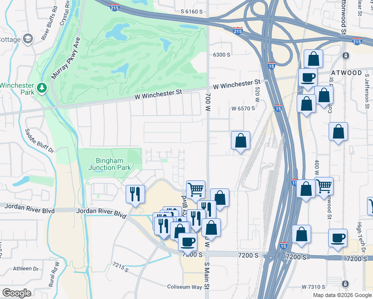 map of restaurants, bars, coffee shops, grocery stores, and more near 793 Tamsin Court in Midvale