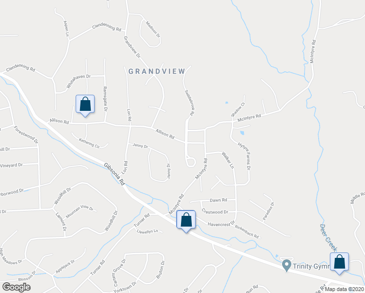 map of restaurants, bars, coffee shops, grocery stores, and more near 102 Canter Lane in Gibsonia