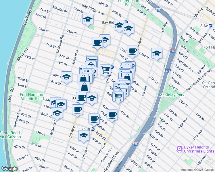 map of restaurants, bars, coffee shops, grocery stores, and more near in Brooklyn