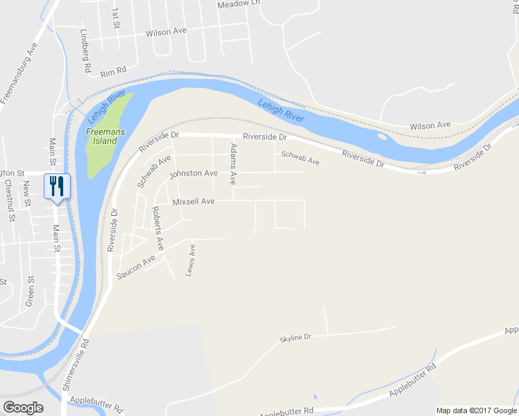 map of restaurants, bars, coffee shops, grocery stores, and more near 2172 Mixsell Avenue in Bethlehem