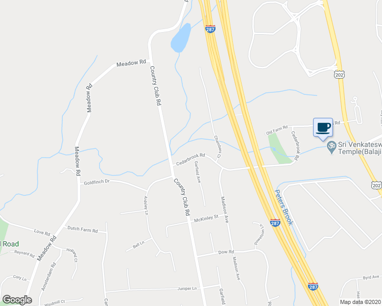 map of restaurants, bars, coffee shops, grocery stores, and more near 629 Cedarbrook Road in Bridgewater