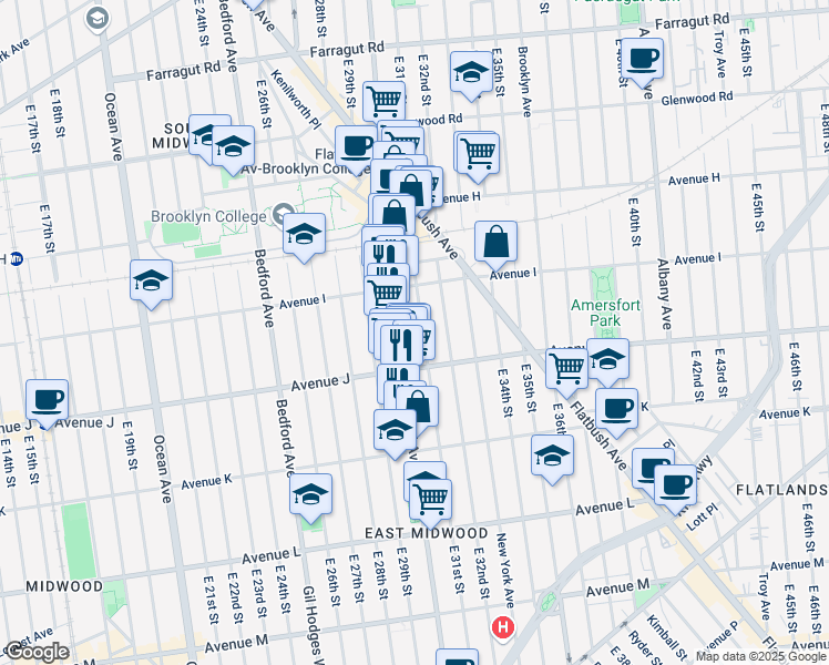 map of restaurants, bars, coffee shops, grocery stores, and more near in Brooklyn