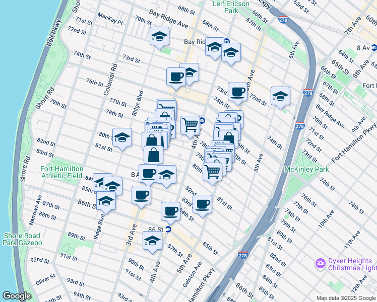 map of restaurants, bars, coffee shops, grocery stores, and more near in Brooklyn