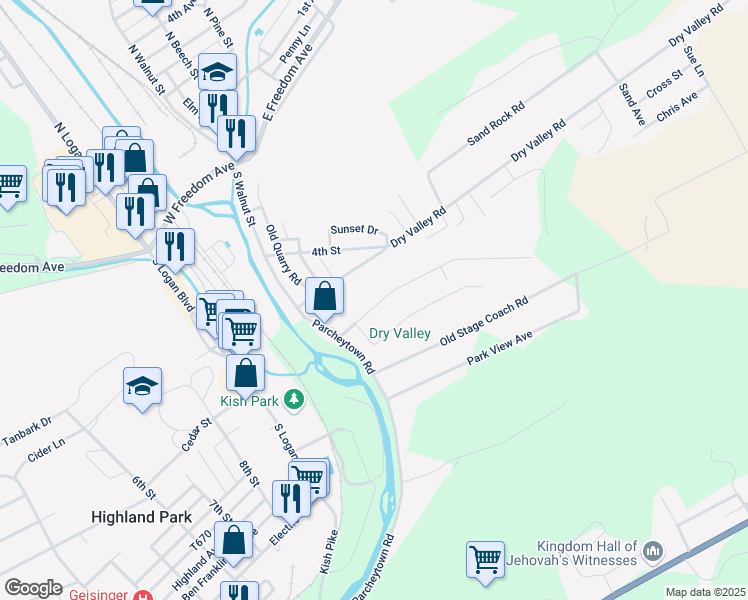 map of restaurants, bars, coffee shops, grocery stores, and more near 133 Orchard Grove Avenue in Lewistown