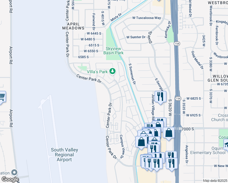 map of restaurants, bars, coffee shops, grocery stores, and more near 3954 Spencer Crest Lane in West Jordan