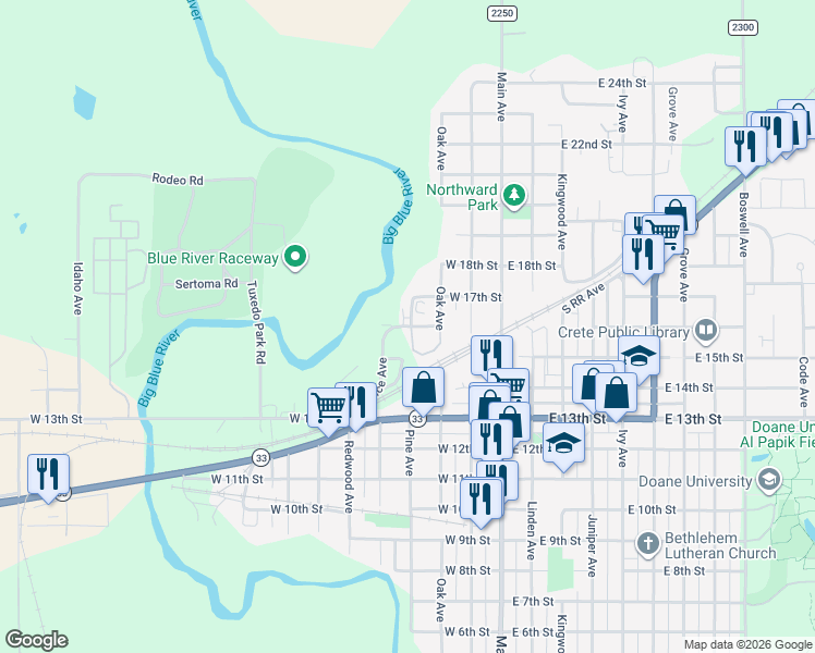 map of restaurants, bars, coffee shops, grocery stores, and more near in Crete