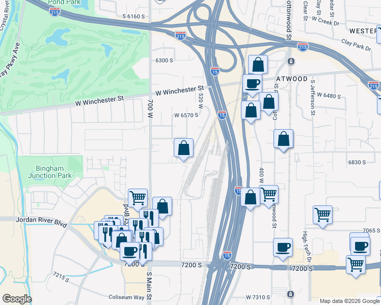 map of restaurants, bars, coffee shops, grocery stores, and more near 573 Alfred Way in Salt Lake City