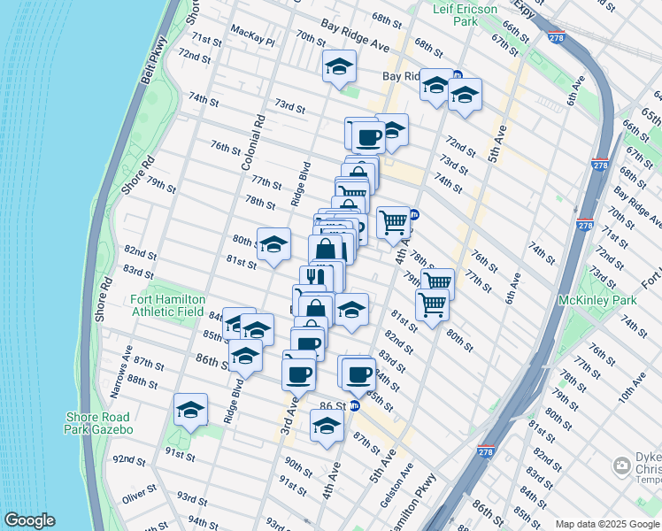 map of restaurants, bars, coffee shops, grocery stores, and more near in Brooklyn