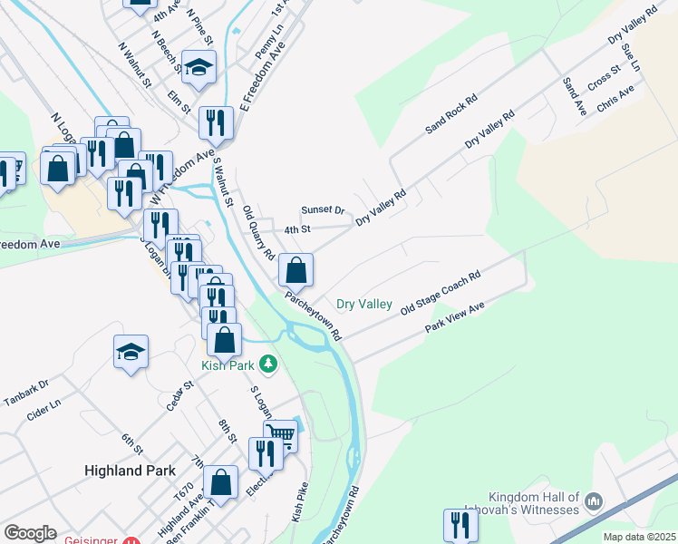 map of restaurants, bars, coffee shops, grocery stores, and more near 133 Orchard Grove Avenue in Lewistown
