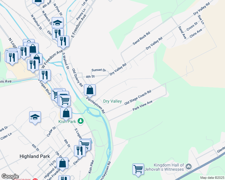 map of restaurants, bars, coffee shops, grocery stores, and more near 162 Orchard Grove Avenue in Lewistown