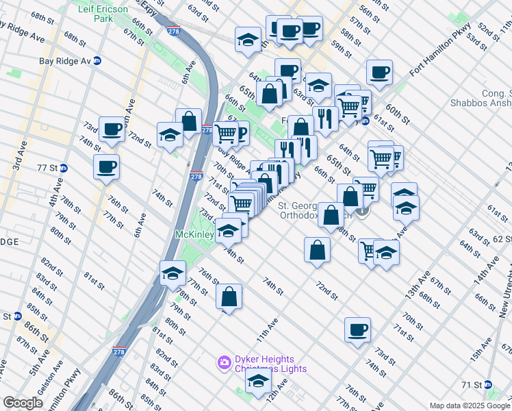 map of restaurants, bars, coffee shops, grocery stores, and more near in Brooklyn