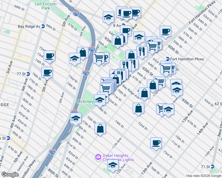 map of restaurants, bars, coffee shops, grocery stores, and more near in Brooklyn
