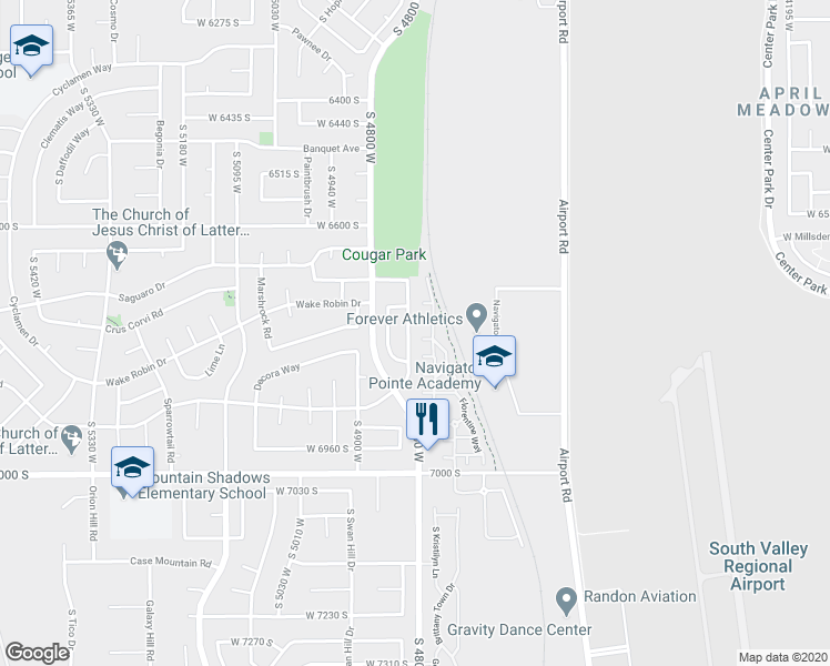 map of restaurants, bars, coffee shops, grocery stores, and more near 6763 Ticklegrass Road in West Jordan
