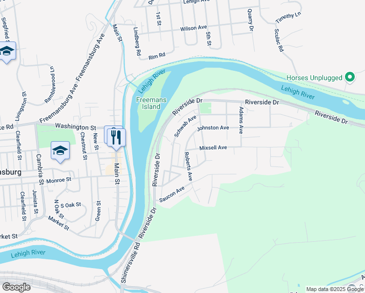 map of restaurants, bars, coffee shops, grocery stores, and more near 2072 Schwab Avenue in Bethlehem