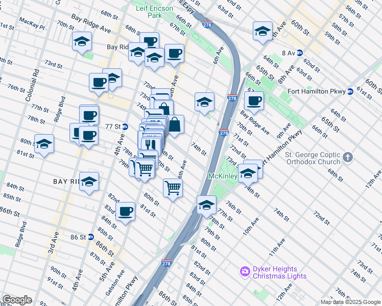 map of restaurants, bars, coffee shops, grocery stores, and more near in Brooklyn