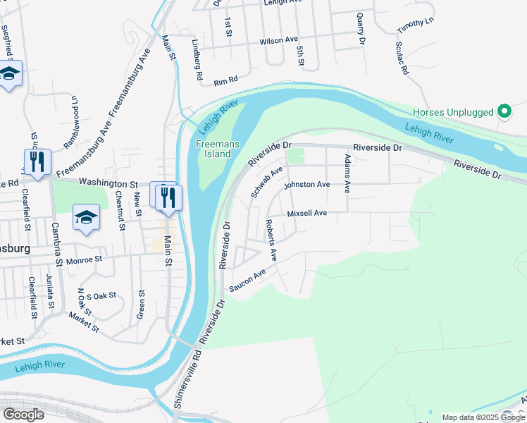 map of restaurants, bars, coffee shops, grocery stores, and more near 2072 Schwab Avenue in Bethlehem
