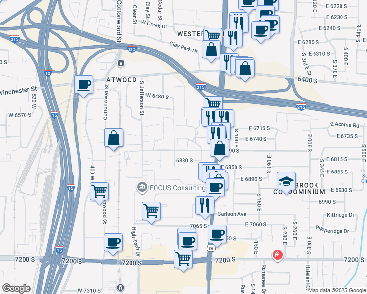 map of restaurants, bars, coffee shops, grocery stores, and more near 66 Lester Avenue in Murray