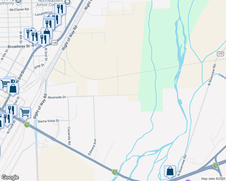map of restaurants, bars, coffee shops, grocery stores, and more near 13351 C R 41 6 in Sterling
