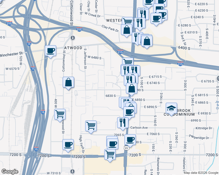 map of restaurants, bars, coffee shops, grocery stores, and more near 22 Lester Avenue in Salt Lake City
