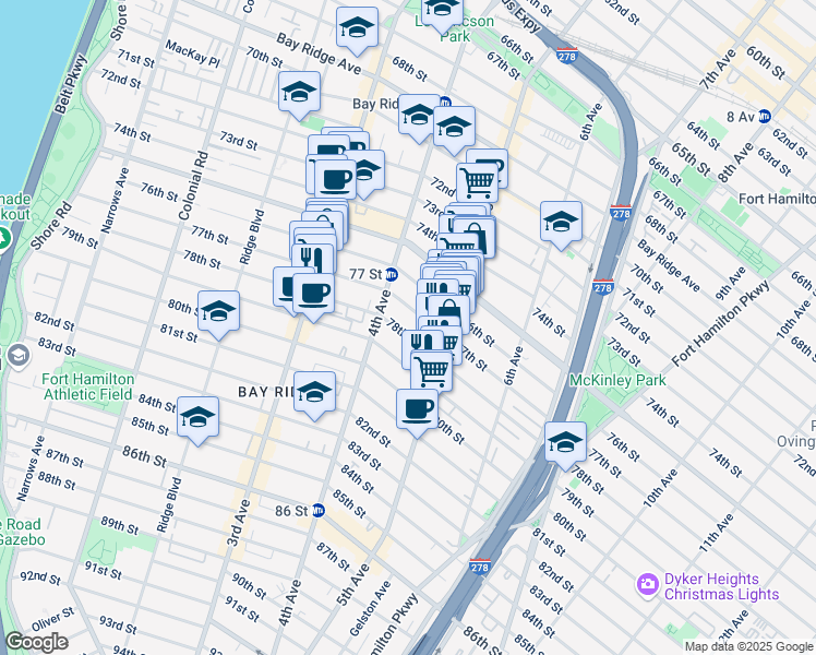 map of restaurants, bars, coffee shops, grocery stores, and more near in Brooklyn