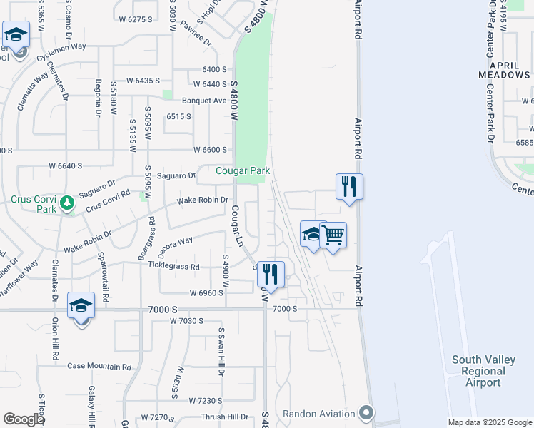 map of restaurants, bars, coffee shops, grocery stores, and more near 4793 Barletta Court in West Jordan