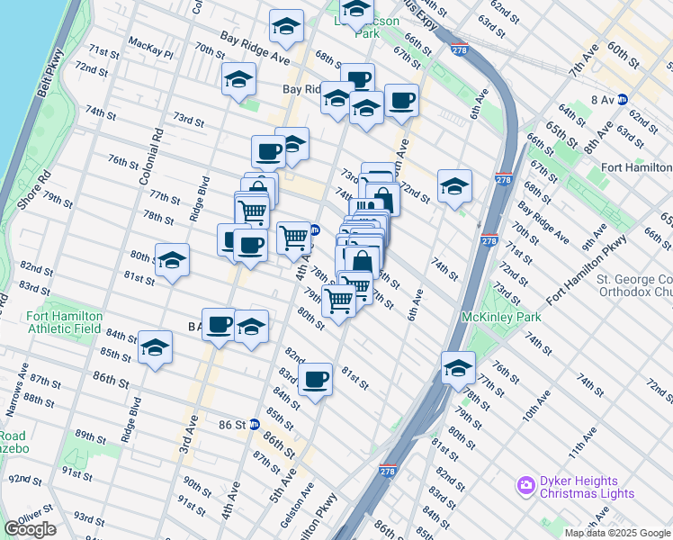 map of restaurants, bars, coffee shops, grocery stores, and more near in Brooklyn