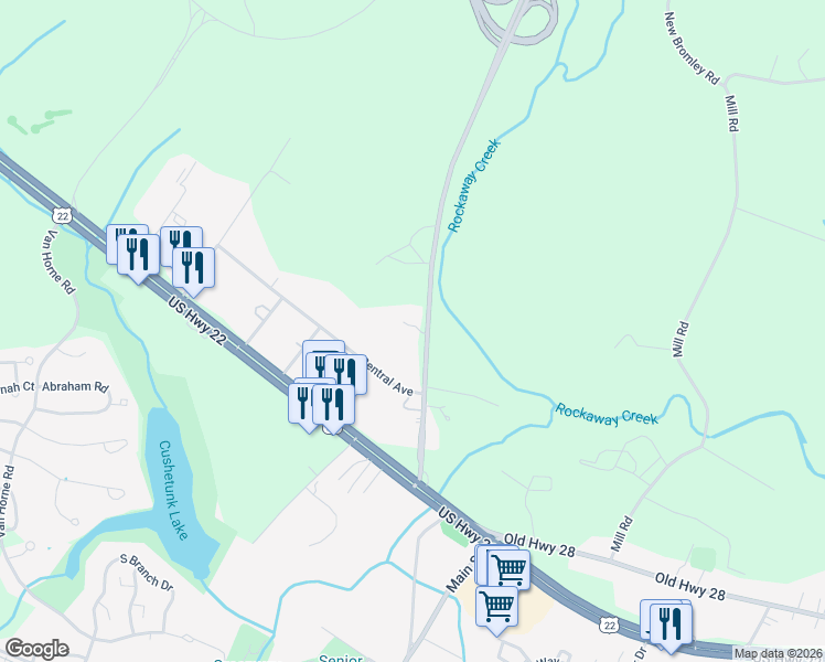 map of restaurants, bars, coffee shops, grocery stores, and more near 15 Oldwick Road in Hunterdon County