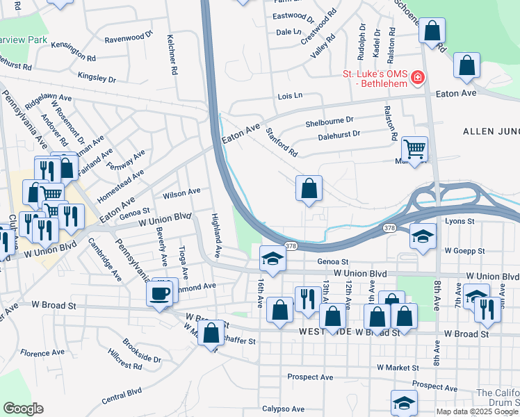 map of restaurants, bars, coffee shops, grocery stores, and more near 1145 Smolt Circle in Bethlehem