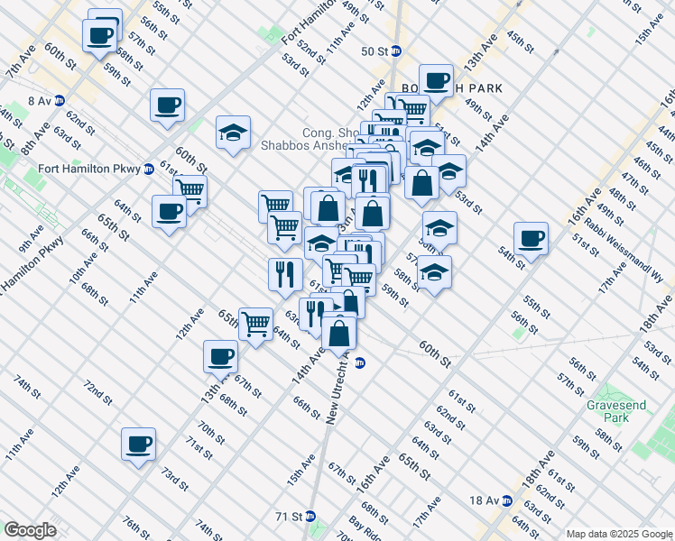 map of restaurants, bars, coffee shops, grocery stores, and more near in Brooklyn