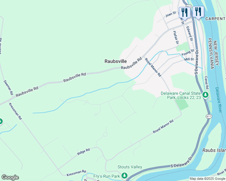 map of restaurants, bars, coffee shops, grocery stores, and more near 60 Woodside Drive in Northampton County