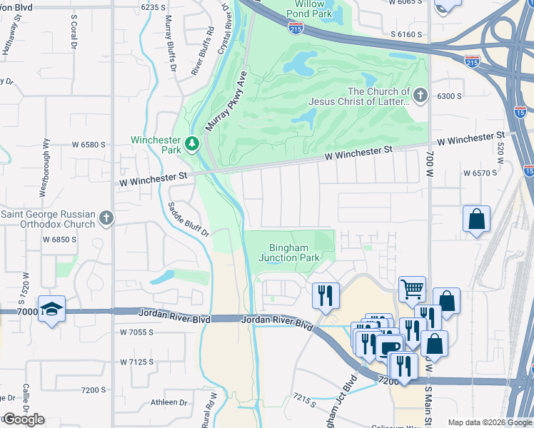 map of restaurants, bars, coffee shops, grocery stores, and more near 6487 South 1140 West in Salt Lake City